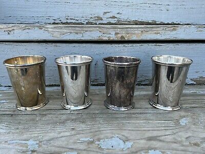 You are currently viewing Set of 4 Silver Plate PATRICK HENRY Mint Julep cups Made In England No Monogram